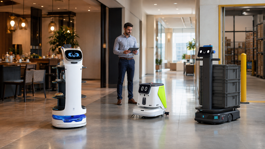BellaBot Pro, PUDU CC1 Pro et PUDU T300 prennent en charge les opérations de restauration, de nettoyage et de manutention.